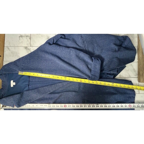 J. Jill Womens Blazer Coat L Open Front Lagenlook Chambray Blue Roll Tab Sleeve - Picture 12 of 12